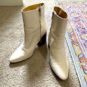 Nine West Seven Ivory Booties Boots Brown Heel Sz 7